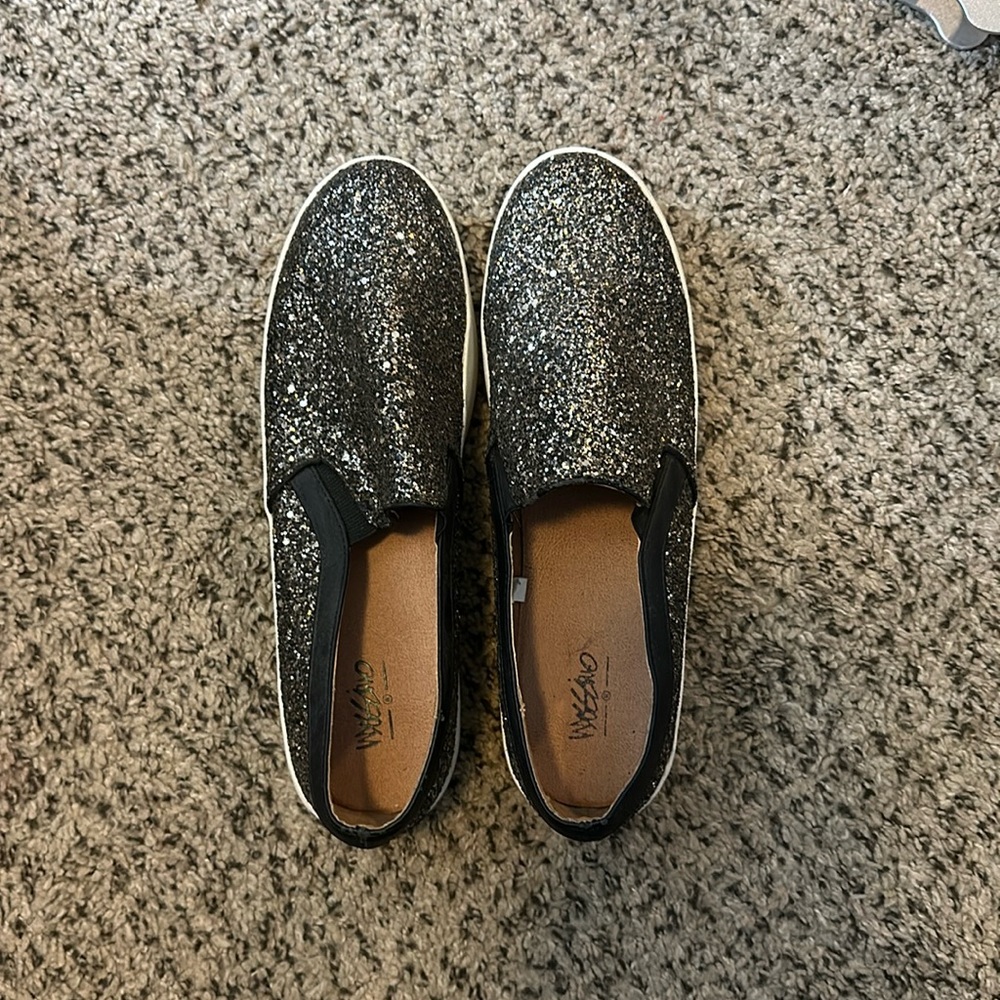 Target Glitter platform slip ons size 10